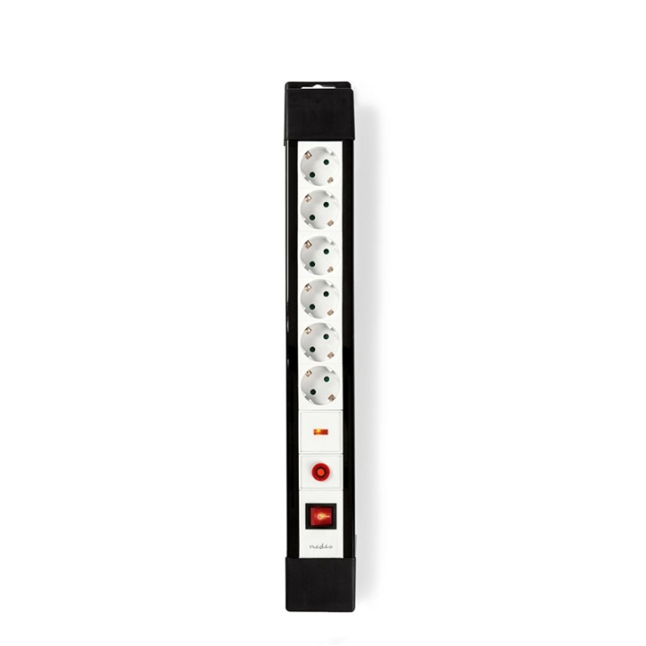 Nedis Surge Protected Extension Socket | 6-veis | Jordet kontakt / Type F (CEE 7/7) | 3.00 m | 3500 W | 16 A | Type av jording: Sidekontakter | Uttaksvinkel: 45 ° | H05VV-F 3G1.5mm² | Av/på-bryter | Hvit / Sort