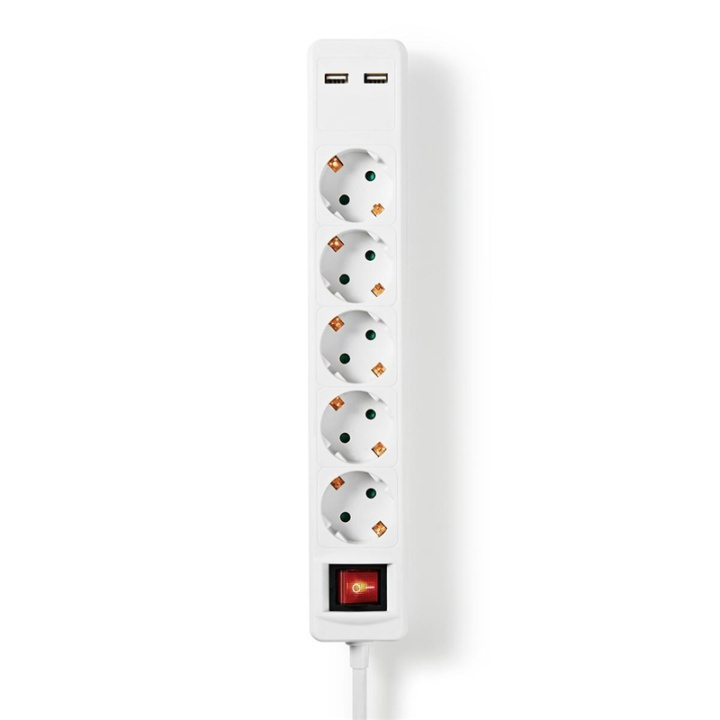 Nedis Extension Socket | Jordet kontakt / Type F (CEE 7/7) | 5-veis | 1.50 m | 3680 W | 16 A | Type av jording: Sidekontakter | 230 V AC 50/60 Hz | Uttaksvinkel: 45 ° | H05VV-F 3G1.5mm² | Av/på-bryter | Hvit i gruppen HJEM, HUS OG HAGE / El og belysning / Grenuttak hos TP E-commerce Nordic AB (38-95091)