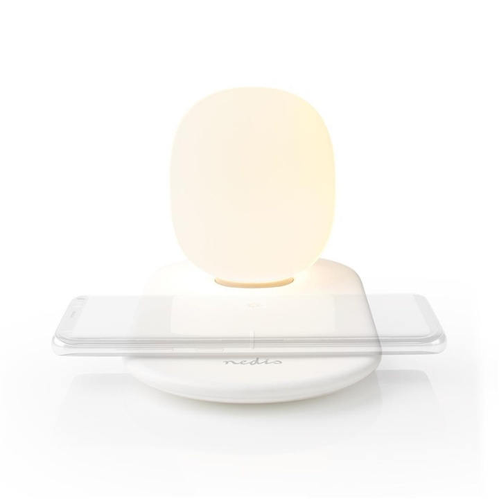 Nedis LED-lampe med trådløs lader | Dimmer - På produkt | Qi | 10 W | Med dimming | Varm Hvit | 3000 K i gruppen Elektronikk / Lys / Nattlamper hos TP E-commerce Nordic AB (38-95137)