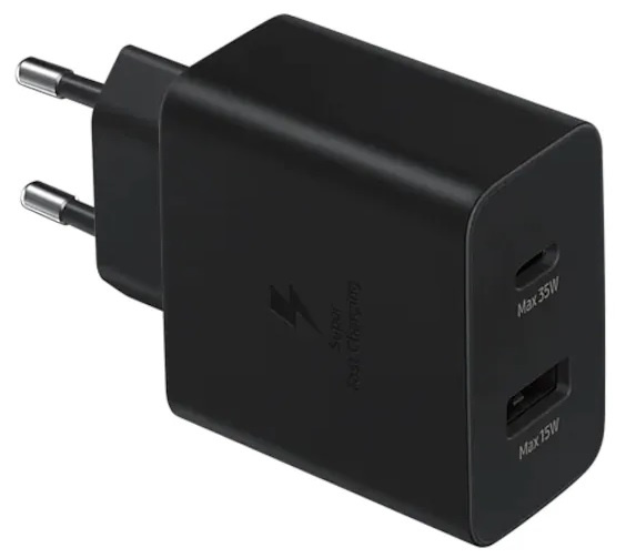 Samsung EP-TA220NBEGEU 35W strømadapter 1X USB-C + 1X USB-A i gruppen SMARTTELEFON & NETTBRETT / Ladere og Kabler / Vegglader / Vegglader Type C hos TP E-commerce Nordic AB (38-96596)