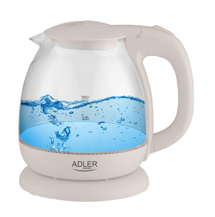 Adler Vattenkokare i glas, Vit i gruppen HJEM, HUS OG HAGE / Husholdningsapparater / Vann og juice / Vannkokere hos TP E-commerce Nordic AB (38-96655)