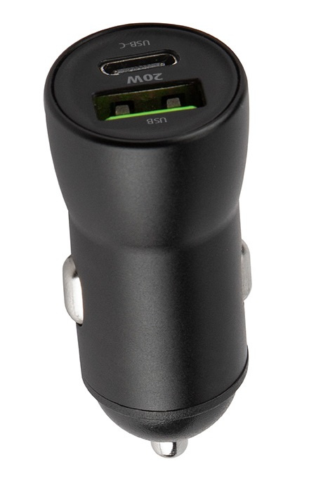 Maxlife MXCC-04 PD QC car charger 1x USB-C 1x USB 20W black i gruppen SMARTTELEFON & NETTBRETT / Ladere og Kabler / Billader / Billader Type C hos TP E-commerce Nordic AB (38-96939)