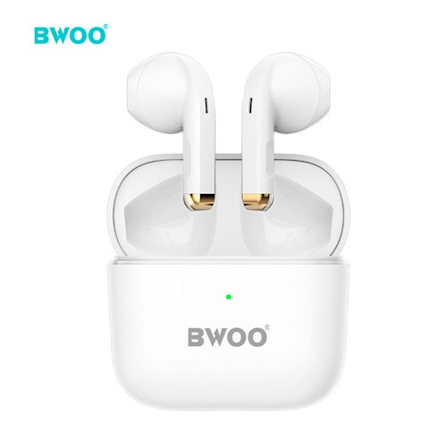 BWOO Bluetooth earphones TWS BW66, White i gruppen Elektronikk / Lyd & Bilde / Hodetelefoner & Tilbehør / Hodetelefoner hos TP E-commerce Nordic AB (38-97010)