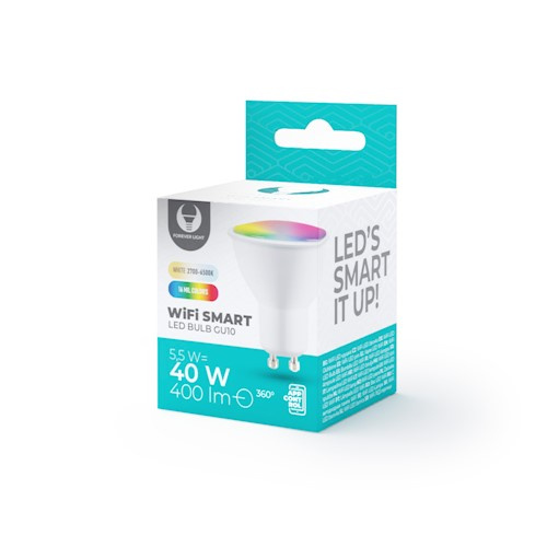 Forever Light Smart LED-pære med WiFi GU10 5,5W, 400lm, RGB i gruppen Elektronikk / Lys / LED-lys hos TP E-commerce Nordic AB (38-97200)
