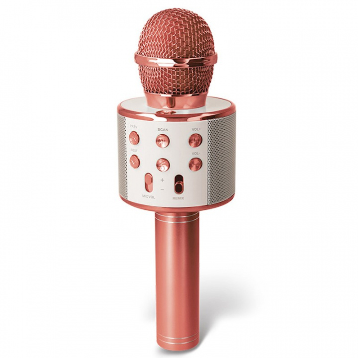 Forever BMS-300 Lite - BT-karaokemikrofon med høyttaler, rosa gull i gruppen Elektronikk / Lyd & Bilde / Håndholdte mikrofoner hos TP E-commerce Nordic AB (38-97632)