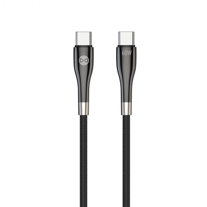 Forever Elegant kabel USB-C - USB-C 1,0 m 60W svart i gruppen Datautstyr / Kabler og adaptere / USB / USB-C hos TP E-commerce Nordic AB (38-97655)
