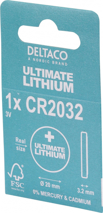 Ultimate Lithium CR2032-knappcellsbatteri, 3V, 1-pack i gruppen Elektronikk / Batterier & Ladere / Batterier / knappcelle hos TP E-commerce Nordic AB (38-97659)