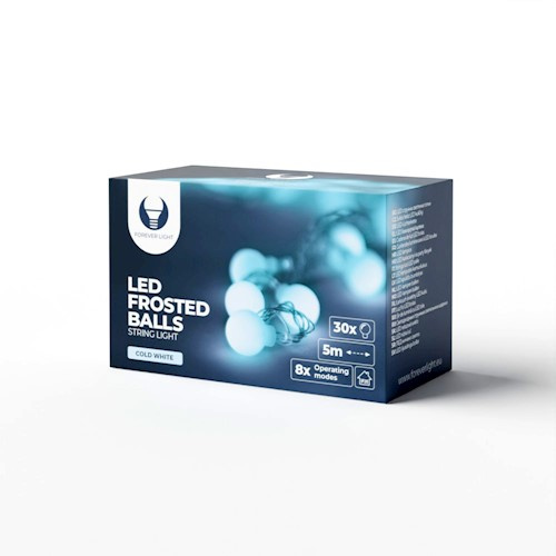 LED-sløyfe 5m, 230V, 30stk LED-kuler, kjølig hvit i gruppen Elektronikk / Lys / LED sløyfer hos TP E-commerce Nordic AB (38-98130)