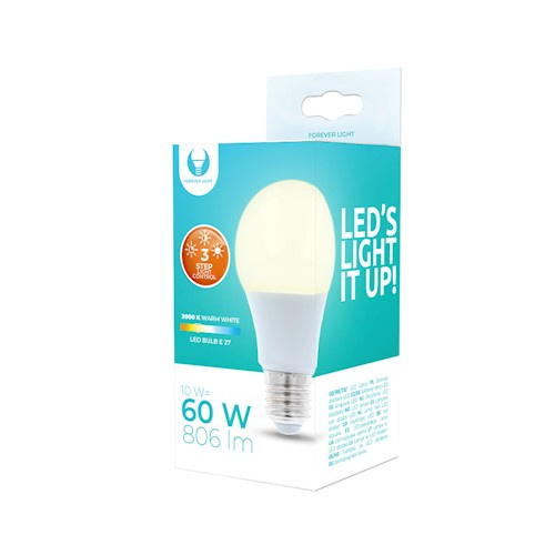 LED-lampe E27 10W 230V 3000K 806lm 3-trinns dimmer, varmhvit i gruppen Elektronikk / Lys / LED-lys hos TP E-commerce Nordic AB (38-98149)