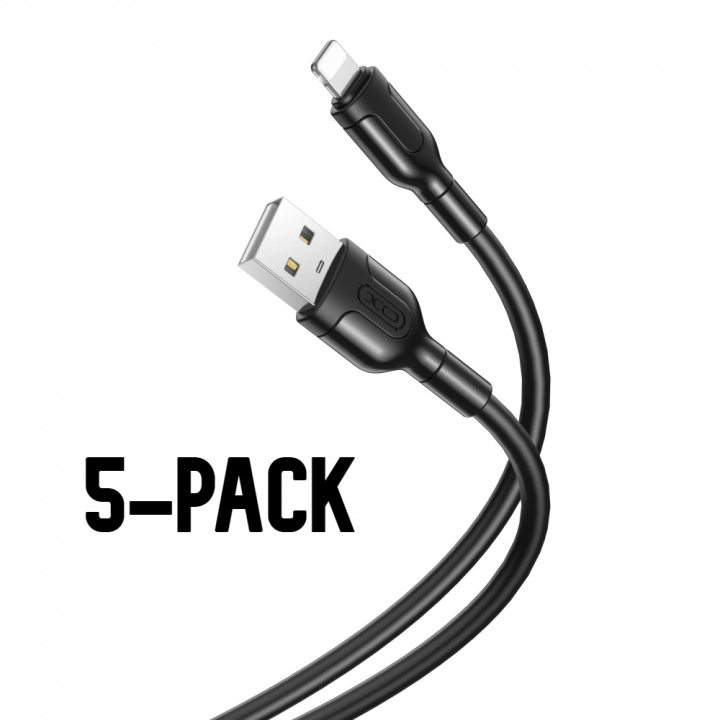 XO NB212 - USB til Lightning-kabel, hurtiglading (2,1A), 1m, 5-pakning i gruppen SMARTTELEFON & NETTBRETT / Ladere og Kabler / Kabler / Kabler Lightning hos TP E-commerce Nordic AB (38-98174PKT)