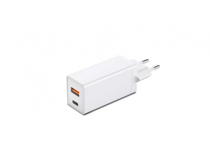 USB-C + USB-A Strömadapter 65W PD Snabbladdare, Vit i gruppen SMARTTELEFON & NETTBRETT / Ladere og Kabler / Vegglader / Vegglader Type C hos TP E-commerce Nordic AB (38-98189)