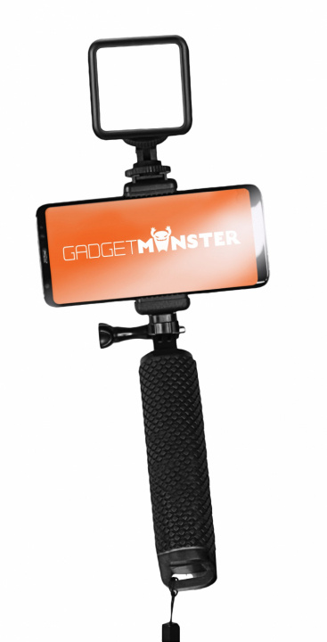 GadgetMonster Vlogging Stick med LED-lys i gruppen SMARTTELEFON & NETTBRETT / Annet tilbehør / Dokking, stativ & holdere hos TP E-commerce Nordic AB (38-98448)