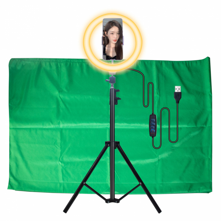 United VMS2382 Video Maker Set m. ringlys og bakgrunn i gruppen Elektronikk / Foto og video / Fotograferingsutstyr / Ring light hos TP E-commerce Nordic AB (38-98660)