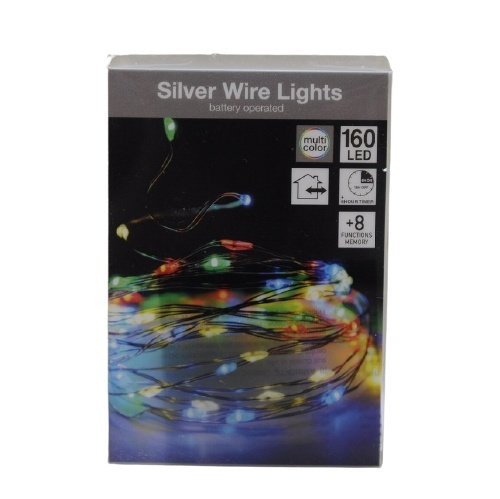 Silver Wire 160 LED string lights, RGB, 8m i gruppen Elektronikk / Lys / LED sløyfer hos TP E-commerce Nordic AB (38-99243)