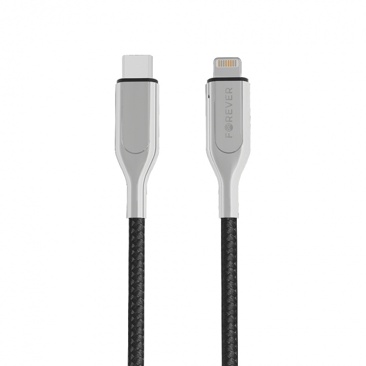 Forever Core - USB-C/Lightning (3A) MFI Svart, 1,5 m i gruppen SMARTTELEFON & NETTBRETT / Ladere og Kabler / Kabler / Kabler Lightning hos TP E-commerce Nordic AB (38-99347)