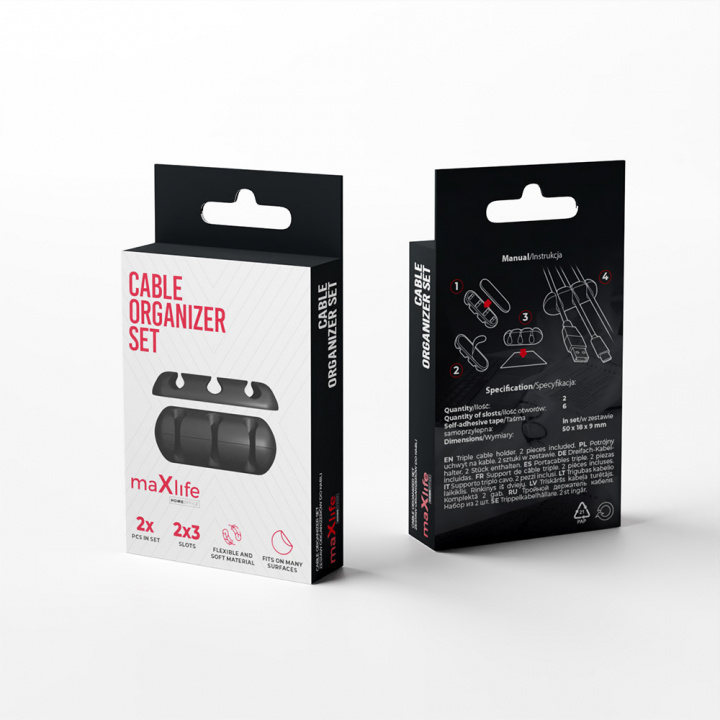 Maxlife kabelklemme, 3 x 2-pakning i gruppen SPORT, FRITID & HOBBY / Morsomme produkter / Smarte produkter hos TP E-commerce Nordic AB (38-99425)
