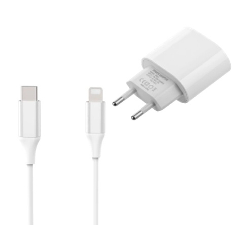 Hurtigladingssett 20W, lyn i gruppen SMARTTELEFON & NETTBRETT / Ladere og Kabler / Vegglader / Vegglader Lightning hos TP E-commerce Nordic AB (38-99835)