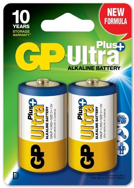 GP Ultra Plus Alkaline D batteri, 13AUP/LR20, 2-pack i gruppen Elektronikk / Batterier & Ladere / Batterier / Andre hos TP E-commerce Nordic AB (38-99861)