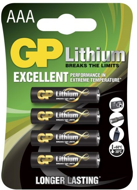 GP AAA litiumbatteri 1,5 V, 24LF-2U4, 4-pakning i gruppen Elektronikk / Batterier & Ladere / Batterier / AAA hos TP E-commerce Nordic AB (38-99864)