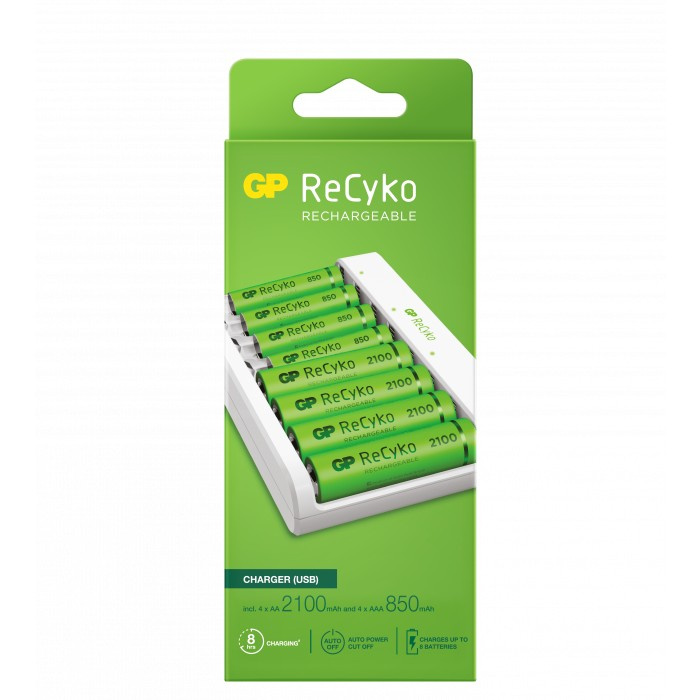 GP ReCyko batterilader inkl. AA- og AAA-batterier i gruppen Elektronikk / Batterier & Ladere / Batterilader hos TP E-commerce Nordic AB (38-99869)