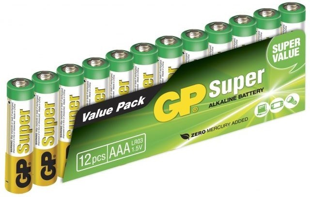 GP Super Alkaline AAA batteri, 24A/LR03, 12-pack i gruppen Elektronikk / Batterier & Ladere / Batterier / AAA hos TP E-commerce Nordic AB (38-99875)