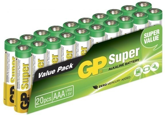 GP Super Alkaline AAA-batteri, 24A/LR03, 20-pakning i gruppen Elektronikk / Batterier & Ladere / Batterier / AAA hos TP E-commerce Nordic AB (38-99876)