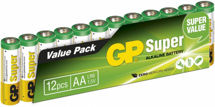 GP Super Alkaline AA batteri, 15A/LR6, 12-pakning i gruppen Elektronikk / Batterier & Ladere / Batterier / AA hos TP E-commerce Nordic AB (38-99877)