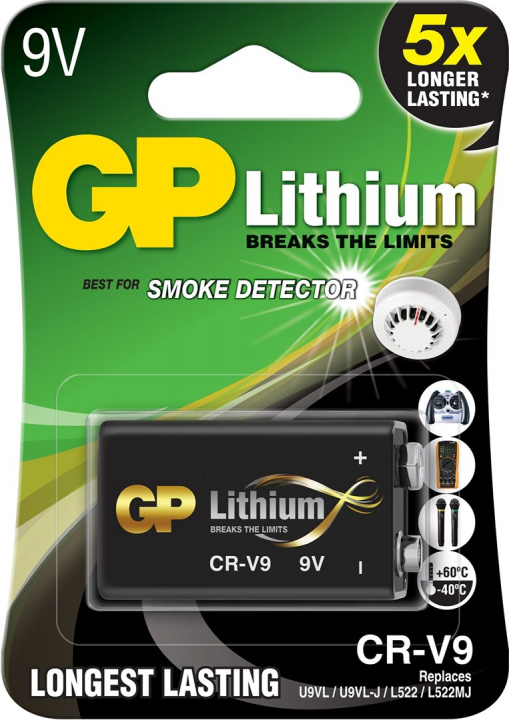 GP litiumbatteri CR-V9 1-pack i gruppen Elektronikk / Batterier & Ladere / Batterier / 9V hos TP E-commerce Nordic AB (38-99882)