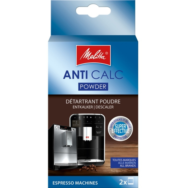 Melitta Avkalkingspulver 2x40 g (merk 8 stk DFP) i gruppen HJEM, HUS OG HAGE / Husholdningsapparater / Kaffe og espresso / Kapsler, filter og tilbehør hos TP E-commerce Nordic AB (A00886)