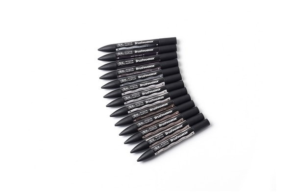 Winsor Brushmarker 12 stk, gråtoner i gruppen SPORT, FRITID & HOBBY / Hobby / Male & Tegne / Penner, Fargestifter & Blekk hos TP E-commerce Nordic AB (A01219)