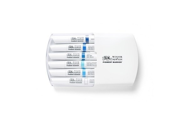 Winsor Pigmentmarkører 6 stk, blå toner i gruppen SPORT, FRITID & HOBBY / Hobby / Male & Tegne / Penner, Fargestifter & Blekk hos TP E-commerce Nordic AB (A01230)