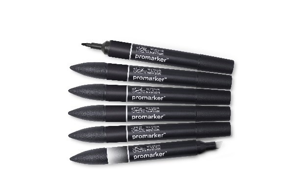 Winsor Promarker-sett 6stk (5stk svart +1stk blender) i gruppen SPORT, FRITID & HOBBY / Hobby / Male & Tegne / Penner, Fargestifter & Blekk hos TP E-commerce Nordic AB (A01241)