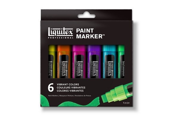 Liquitex Akrylmarkör Wide Vibrant 6st i gruppen SPORT, FRITID & HOBBY / Hobby / Male & Tegne / Penner, Fargestifter & Blekk hos TP E-commerce Nordic AB (A01246)