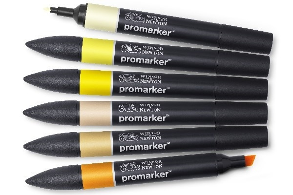Winsor Promarker 6 stk, gule toner i gruppen SPORT, FRITID & HOBBY / Hobby / Male & Tegne / Penner, Fargestifter & Blekk hos TP E-commerce Nordic AB (A01317)
