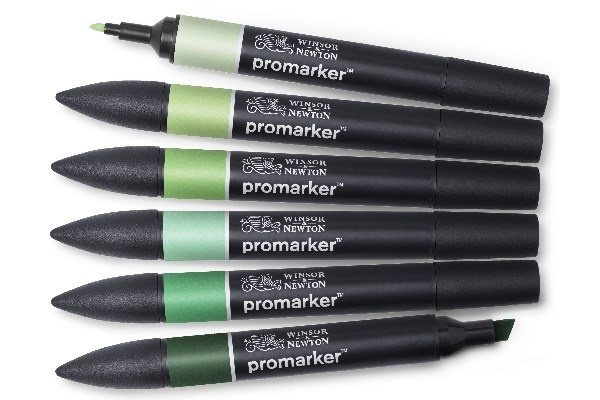 Winsor Promarker 6 stk, grønne toner i gruppen SPORT, FRITID & HOBBY / Hobby / Male & Tegne / Penner, Fargestifter & Blekk hos TP E-commerce Nordic AB (A01318)