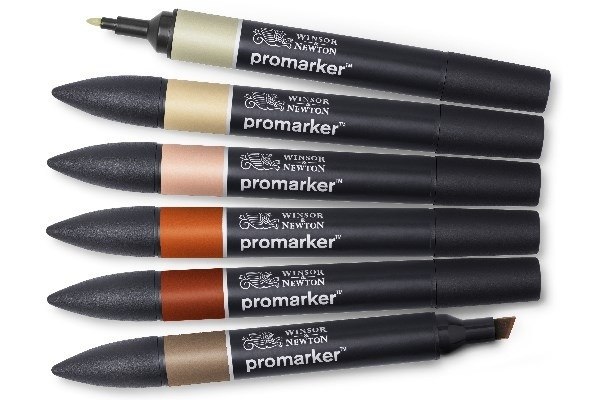 Winsor Promarker 6st, Earth tones i gruppen SPORT, FRITID & HOBBY / Hobby / Male & Tegne / Penner, Fargestifter & Blekk hos TP E-commerce Nordic AB (A01320)