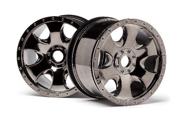 Warlock hjul svart krom (83X56Mm/2Pcs) i gruppen LEKER, BARN OG BABY / Radiostyrt / Reservedeler & Ekstra tilbehør / HPI / Felger / Offroad hos TP E-commerce Nordic AB (A02200)