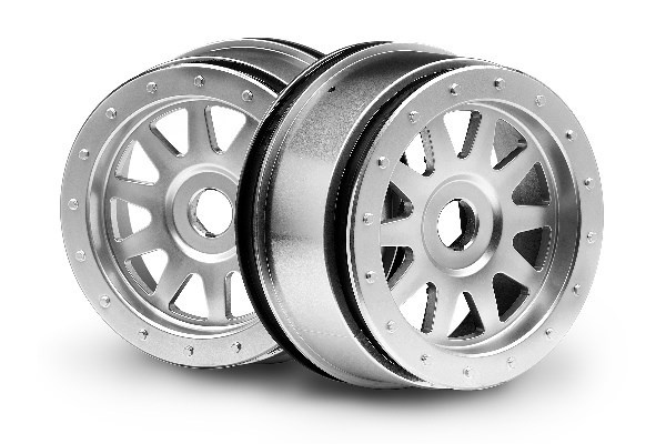 Tr-10 Glue-Lock Wheel Matte Chrome (120X60Mm/2Pcs) i gruppen LEKER, BARN OG BABY / Radiostyrt / Reservedeler & Ekstra tilbehør / HPI / Felger / Offroad hos TP E-commerce Nordic AB (A02409)