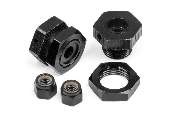Aluminiums hjulnav med sekskant 17 mm (svart/4 deler) i gruppen LEKER, BARN OG BABY / Radiostyrt / Reservedeler & Ekstra tilbehør / HPI / Reservedeler & Tuning / Drivlinje hos TP E-commerce Nordic AB (A02605)