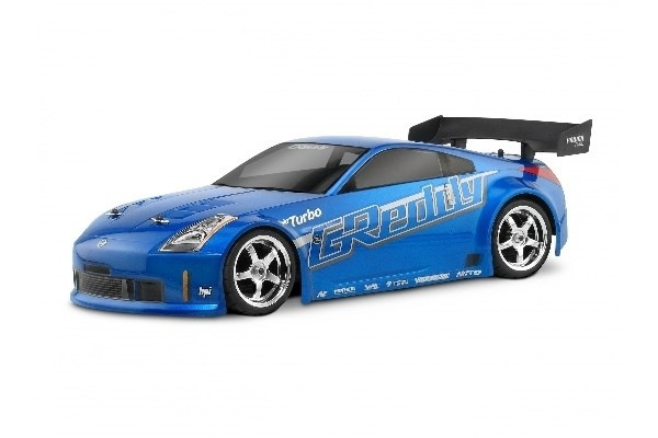 Nissan 350Z Greddy Twin Turbo karosseri (190Mm) i gruppen LEKER, BARN OG BABY / Radiostyrt / Reservedeler & Ekstra tilbehør / HPI / Karosseri & Tilbehør / Onroad Karosseri (Gjennomsiktig) hos TP E-commerce Nordic AB (A03001)