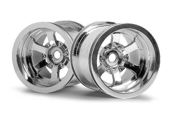 Scorch 6-Spoke Wheel Shiny Chrome (55X50Mm/2Pcs) i gruppen LEKER, BARN OG BABY / Radiostyrt / Reservedeler & Ekstra tilbehør / HPI / Felger / Offroad hos TP E-commerce Nordic AB (A03040)