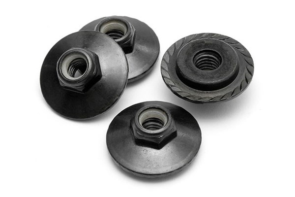 Flanged Lock Nut M5X8Mm (Black/4Pcs) i gruppen LEKER, BARN OG BABY / Radiostyrt / Reservedeler & Ekstra tilbehør / HPI / Skruer/Fester / Muttere hos TP E-commerce Nordic AB (A04489)