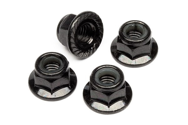 Flanged Lock Nut M5 (Black/4Pcs) i gruppen LEKER, BARN OG BABY / Radiostyrt / Reservedeler & Ekstra tilbehør / HPI / Skruer/Fester / Muttere hos TP E-commerce Nordic AB (A04490)