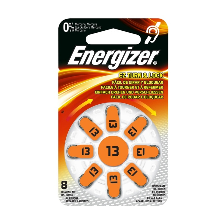 ENERGIZER batteri høreapparat Zinc Air 13 8-pack i gruppen Elektronikk / Batterier & Ladere / Batterier / Høreapparatbatterier hos TP E-commerce Nordic AB (A04798)