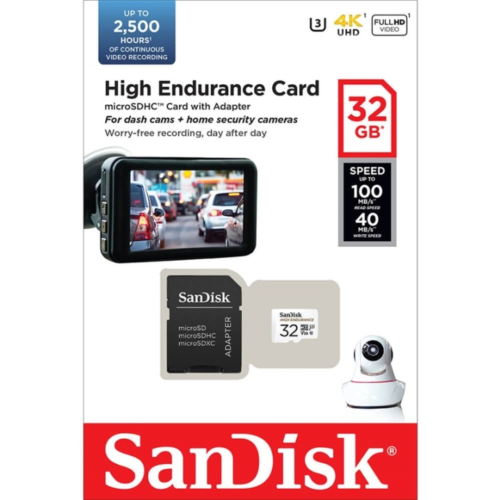 SANDISK Minnekort MicroSDHC 32GB High Endurance med adap i gruppen Elektronikk / Lagringsmedia / Minnekort / MicroSD/HC/XC hos TP E-commerce Nordic AB (A05011)