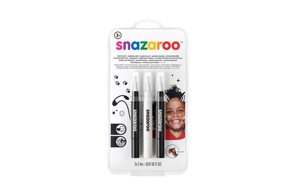 Snazaroo Pensler for ansiktsfarger 3 stk, svart/hvit i gruppen LEKER, BARN OG BABY / Leker / Masker og kostymer hos TP E-commerce Nordic AB (A05315)