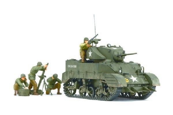 Tamiya 1/35 M5A1 m/4 figurer i gruppen SPORT, FRITID & HOBBY / Hobby / Plastmodeller / Militære kjøretøy (land) hos TP E-commerce Nordic AB (A06403)