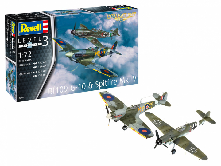 Revell 1:72 Model Set Combat Set Bf109G-10 & Spitfire Mk i gruppen SPORT, FRITID & HOBBY / Hobby / Plastmodeller / Startsett/Gavesett hos TP E-commerce Nordic AB (A08040)