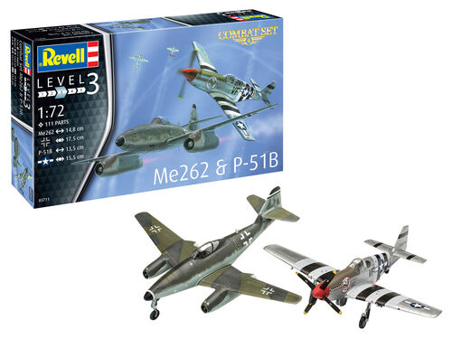 Revell 1:72 Modellsett Combat Set Me262 & P-51B i gruppen SPORT, FRITID & HOBBY / Hobby / Plastmodeller / Startsett/Gavesett hos TP E-commerce Nordic AB (A08041)