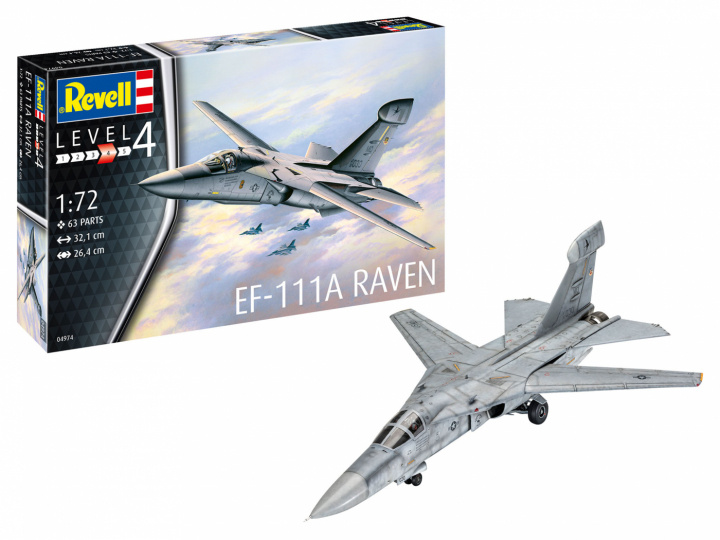 Revell modellsett EF-111A Raven i skala 1:72 i gruppen SPORT, FRITID & HOBBY / Hobby / Plastmodeller / Startsett/Gavesett hos TP E-commerce Nordic AB (A08124)